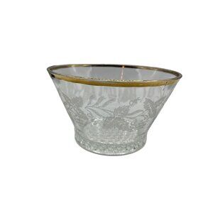 Bartlett Collins Glass Ice Bucket Frosted Grapevine Gold Discontinued Vintage